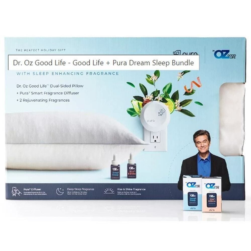 Dr. Oz Pura Dream Sleep Set – Memory Foam Pillow, Smart Diffuser & Fragrances